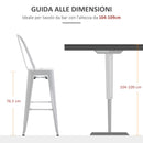 Set 2 Sgabelli da Bar Stile Industriale Schienale Rimovibile 44x49x116 cm in Metallo Bianco