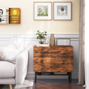 Tavolo Pieghevole 6 Ruote e Mensola 130x80x74 cm in Legno e Metallo Marrone Rustico 