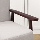 Poltrona a Dondolo 66x78x76 cm in Tessuto Effetto Lino e Legno Beige e Marrone