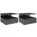 Set 2 Comodini Sospesi con Cassetto e Mensola 35x32x22,5 cm Nero Lucido   