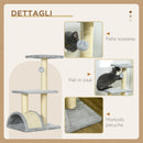 Albero Tiragraffi per Gatti a 3 Livelli 40x35x72 cm con Tiragraffi Grigio Chiaro  