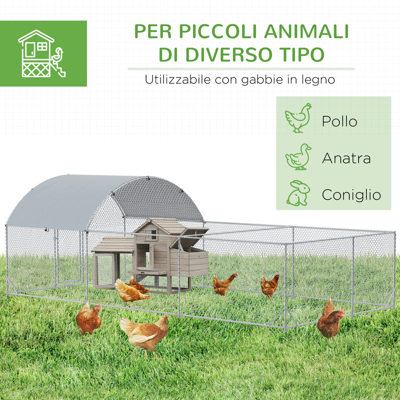 Pollaio Gabbia per Galline da Esterno 570x280 cm in Acciaio Grigio Argento