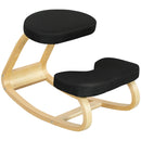 Sedia Inginocchiatoio con Movimento a Dondolo 50x73x55 cm in Tessuto Effetto Lino e Legno di Betulla Nero 