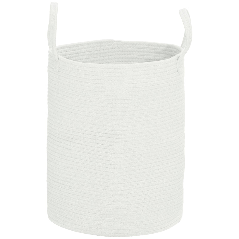 Cesto Portabiancheria Pieghevole con Manici 36L Ø38x45 cm in Cotone Naturale Bianco Crema 