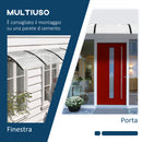 Pensilina Tettoia 122x89x24 cm in Policarbonato PP e Alluminio Nera e Trasparente