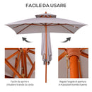 Ombrellone da Giardino 300x300x297H cm con 8 Stecche e Copertura Parasole a 2 Livelli in Bambù Grigio 