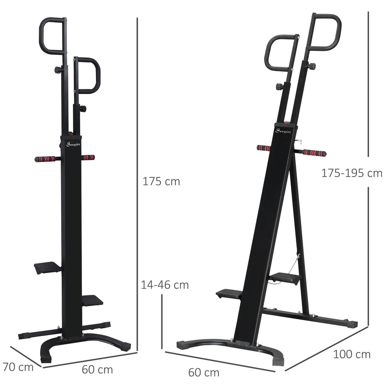 Vertical Climber Altezza Regolabile 100x60x175-195 cm con Monitor LCD in Acciaio e ABS Nero