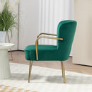 Poltrona Stile Retrò Braccioli e Gambe Dorate in Velluto Verde  