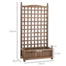 Fioriera da Esterno con Grigliato per Piante Rampicanti 64x28x120 cm in Legno Marrone