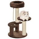 Tiragraffi per Gatti Albero a 3 Livelli Ø40x65 cm in Peluche e Sisal Marrone  