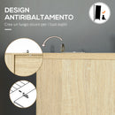 Libreria a Parete 80x35x155 cm in MDF e Metallo Legno Naturale