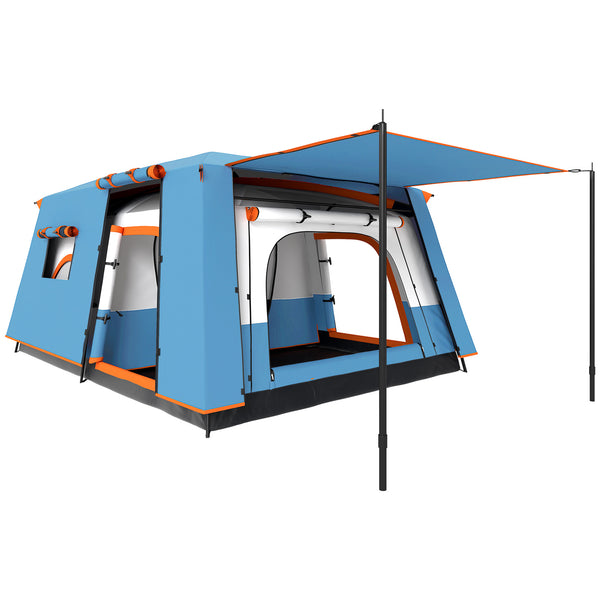 Tenda da Campeggio Impermeabile e UPF 30+ 430x305x195 cm per 4-6 Persone con 2 Stanze Blu sconto