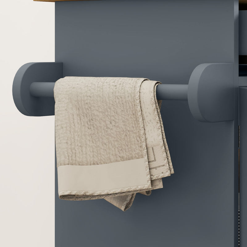 Carrello da Cucina con Cassetto, Portaspezie e Armadietto 109x40x89 cm Grigio e Color Legno   