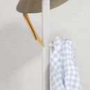 Appendiabiti da Terra 6 Ganci 32x171 cm Disco in Acciaio e Base in Ardesia Bianco