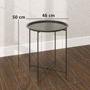 Tavolino da Giardino Pieghevole con Vassoio Rimovibile Ø46x50 cm in Acciaio Nero 