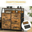 Mobile Cassettiera 5 Cassetti in Tessuto Pieghevoli 83,5x29x87 cm Stile Industriale Marrone
