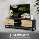 Mobile TV Max 60"" con Armadietto Cassetti e Ripiani 140x35x45 cm Legno Naturale  