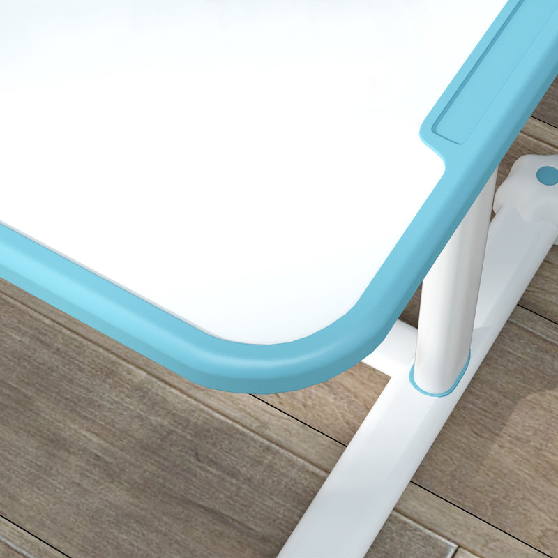 Banco Scuola per Bambini con Piano Inclinabile con Sedia Altezza Regolabile Blu 