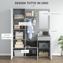 Mobile Guardaroba per Ingresso con Specchio Appendiabiti e Armadio 145x29x184 cm Grigio e Bianco  
