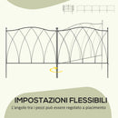 Recinzione Esterna a 5 Pannelli 305x62 cm Design Minimal Configurabile Pannelli in Metallo Nero  