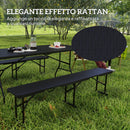 Set da Pic Nic Pieghevole a 3 Pezzi con Tavolo e 2 Panche in HDPE e Metallo Nero    