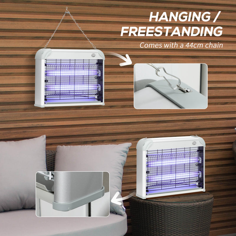 Zanzariera Elettrica 2 Lampade 20W in ABS e Metallo Bianca