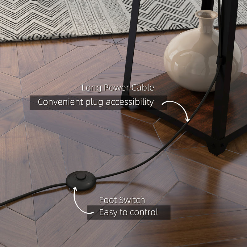 Lampada da Terra Ø42x166 cm in Metallo e MDF Nero e Beige