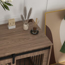 Cuccia per Cani Grandi Casetta con Porta Scorrevole per Interno 98x58x61 cm in Legno Marrone