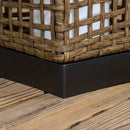 Lampada Solare da Giardino con Pannello di Ricarica 15,5x15,5x46 cm in Acciaio e Rattan Nero e Marrone