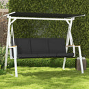 Panchina da Giardino 3 Posti con Tettuccio Inclinabile 205x130x175 cm in Acciaio Grigio Scuro