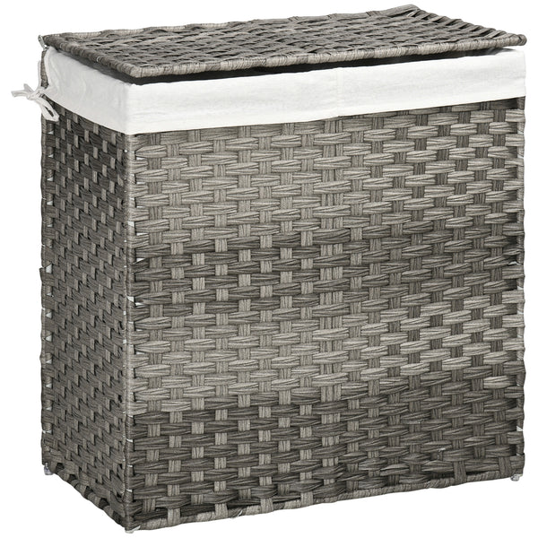 sconto Panier à linge gris 56,5x33x61 cm avec sac amovible