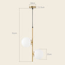Lampada a Sospensione 2 Paralumi in Vetro Sferici Bianchi Filo Regolabile 32x15x51 cm in Metallo Oro 