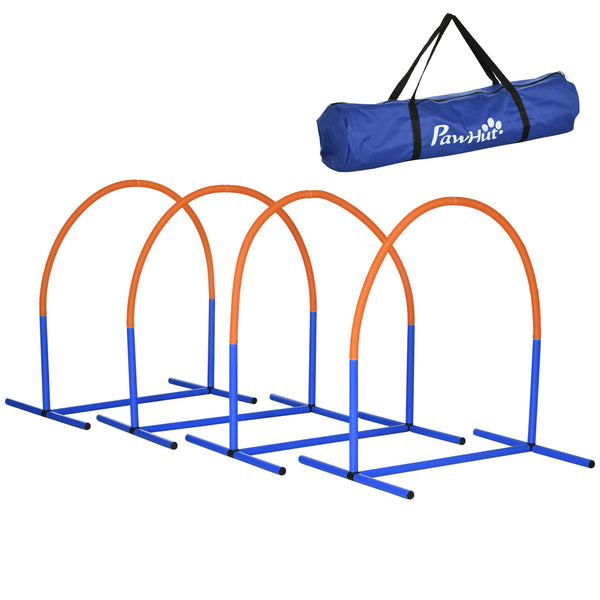 Set Agility Dog con 4 Archi Componibili e Borsa da Trasporto in PE e ABS Blu e Arancione acquista