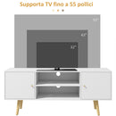 Mobile TV 55"" max con 2 Armadietti e 2 Ripiani Aperti 120x34x50 cm in Legno e Truciolato Bianco