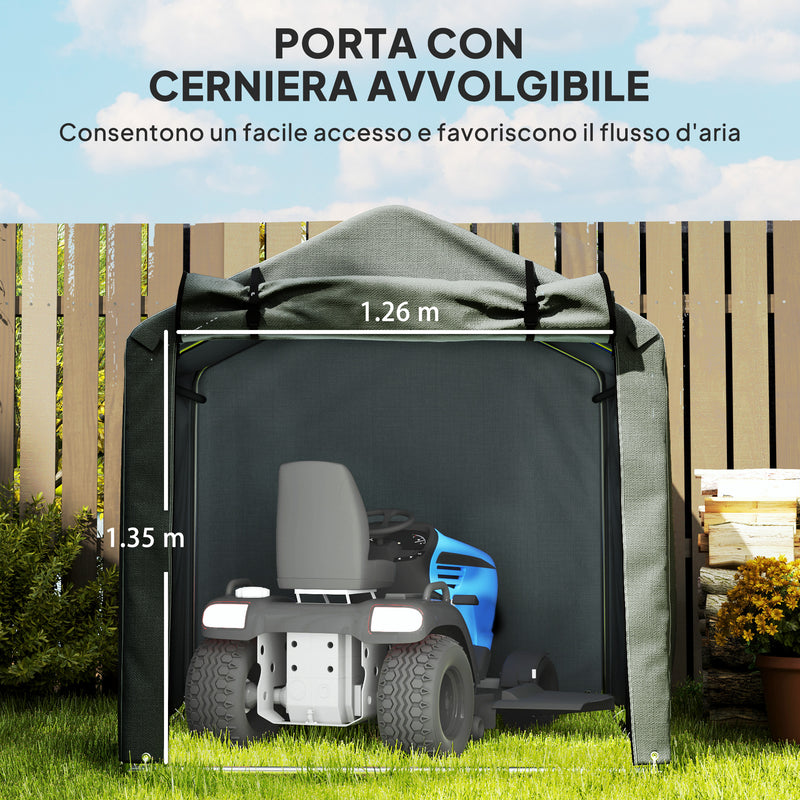 Tenda Garage con Ingresso Avvolgibile 220x157x165 cm con Corde e Picchetti in Metallo Zincato e P Grigio Scuro  