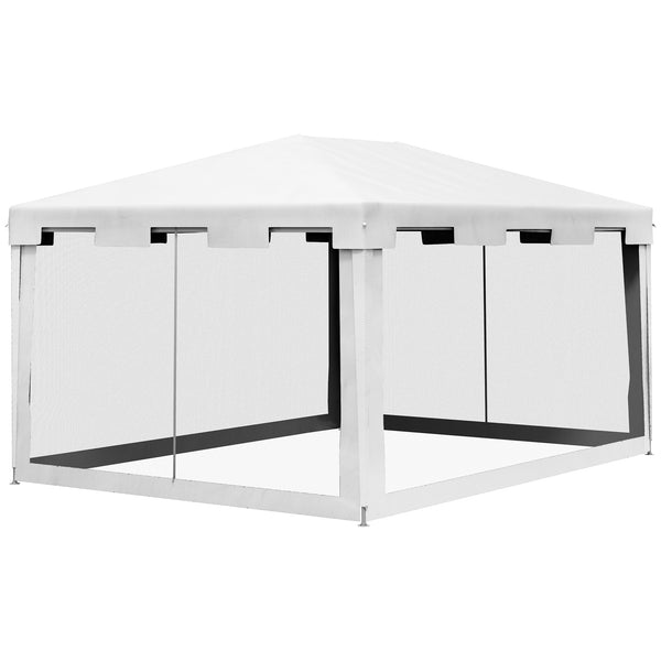 online Gazebo da Giardino Pieghevole con Zanzariera e 2 Ingressi 4x3m in Metallo e PE Bianco e Nero