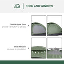Tenda da Campeggio 2 Posti  206x152x110 cm con Porta a Cerniera Zanzariera e Finestre a Rete Verde