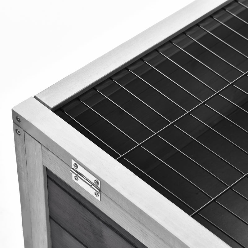 Conigliera 90x53x59 cm con Rampa e 4 Ruote in Legno Grigio  