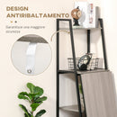 Scrivania Salvaspazio Pieghevole con Libreria 4 Livelli 106x48x128 cm in Legno e Metallo Grigio e Nero 