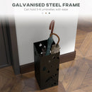 Portaombrelli con 4 Ganci e Vaschetta Raccogligocce 15,5x15,5x41 cm in Metallo Nero