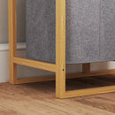 Cesto Portabiancheria 50x32x70 cm con Borsa Estraibile e Ripiano in Bambù Grigio  