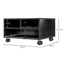 Mobile Porta Stampante a 2 Ripiani in Legno con Ruote per Ufficio e Studio 47x40x22,5 cm in Truciolato Nero