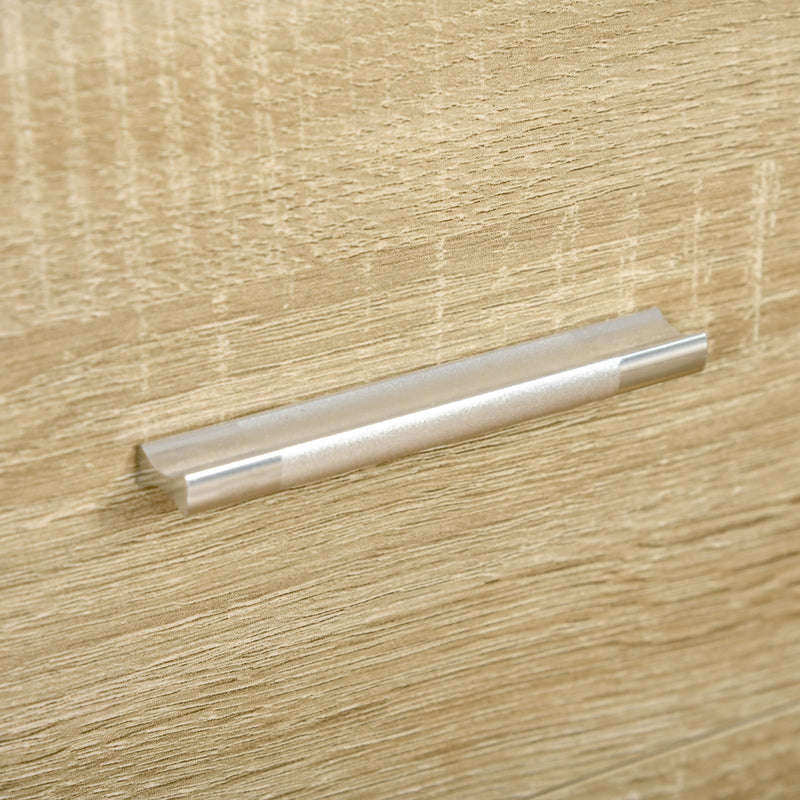 Cassettiera 4 Cassetti 76x35x72 cm in Legno e Maniglie in Alluminio Bianco e Rovere  