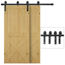 Binario per Porte Scorrevoli 200x0,6x4 cm con Kit di Accessori Nero