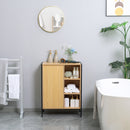 Mobiletto da Bagno 3 Ripiani e Armadietto 60x28x80 cm in Truciolato e Acciaio Legno e Nero