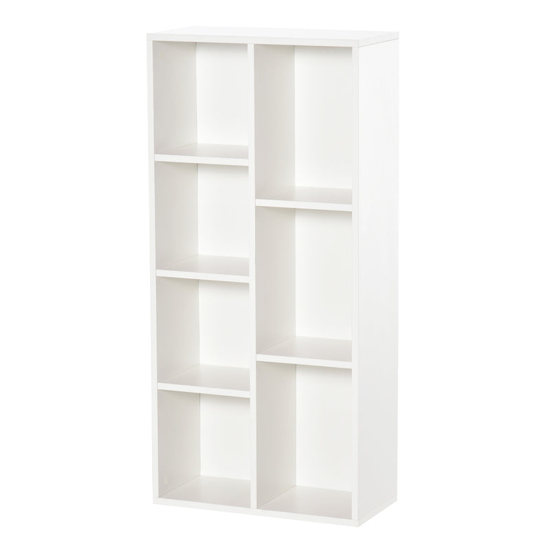 Libreria Moderna a Cubi con 7 Ripiani 50x24x106 cm in Legno Truciolato Bianca