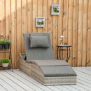 Lettino Prendisole da Giardino 60x200x40 cm in Rattan PE Grigio