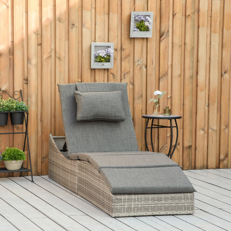 Lettino Prendisole da Giardino 60x200x40 cm in Rattan PE Grigio