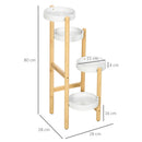 Porta Piante da Interno ed Esterno 28x28x80 cm 4 Ripiani a Vassoio Struttura in Bambù Bianco  