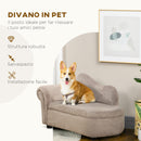 Cuccia Divano per Cani con Vano Contenitore 80x40x46 cm Rivestimento Morbido Beige 